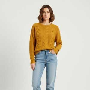 Moral Fiber Golden Cable Knit Sweater